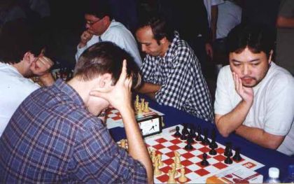 Federação Catarinense de Xadrez - FCX - Ala direita: H.Matsuura, Horst e Wolf