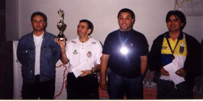 Federação Catarinense de Xadrez - FCX - Eduardo Sperb (árbitro), Marco Cordeiro (1º), Haroldo Cunha (2º) e Nilo Feliciano (3º)